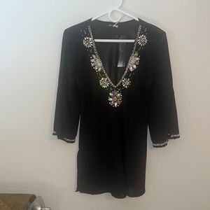 Black blouse/beach cover up